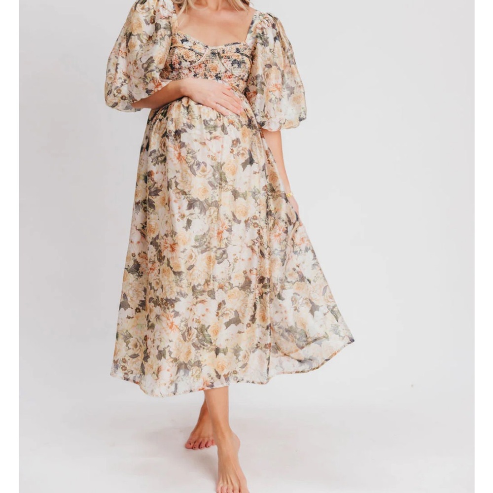 Floral Puff Sleeve Midi Dress Worth Collective - Picture 2 of 6